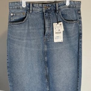 Zara midi denim skirt